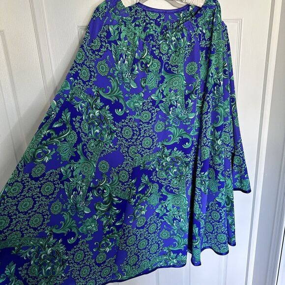 Maggie Shepherd Australia Blue Floral Skirt Blouse Set VTG 1980'sLagenlook XL - Picture 5 of 6